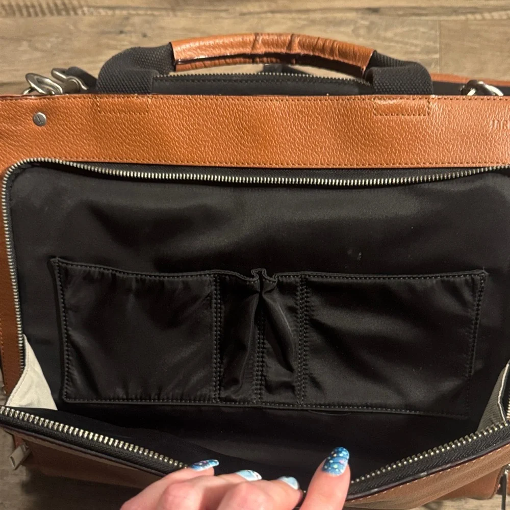 Jack Spade Cognac Brown Leather Men's Bag with Adjustable Strap